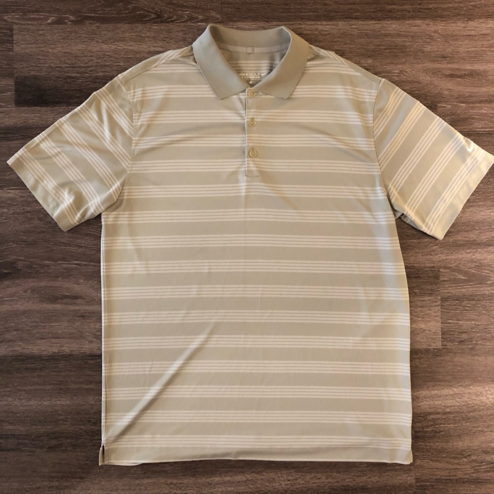 Men's Striped Nike Dri-Fit Tour Performance Golf Polo - Size Large